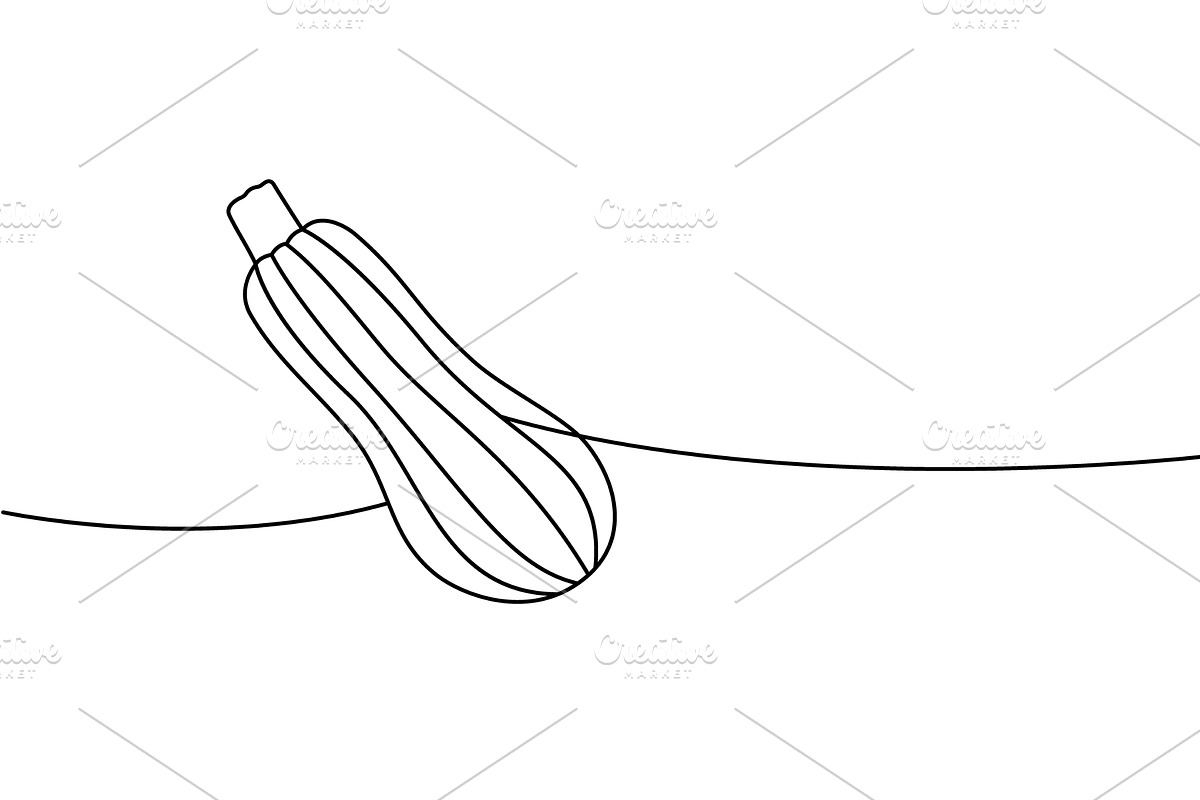 Zucchini one line continuous drawing, a Food Illustration by GraphiShop