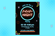 Neon Party Invitations Templates, a Templates & Theme by TemplateCastleStore (Thumbnail 6 of 9)