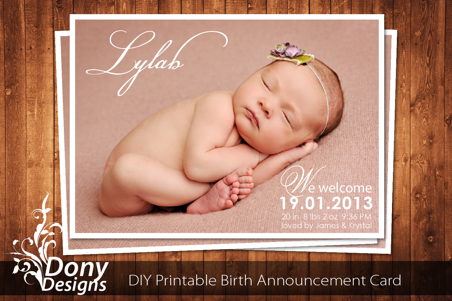 Newborn Baby Card Announcement, a Card Template by DonyDesigns