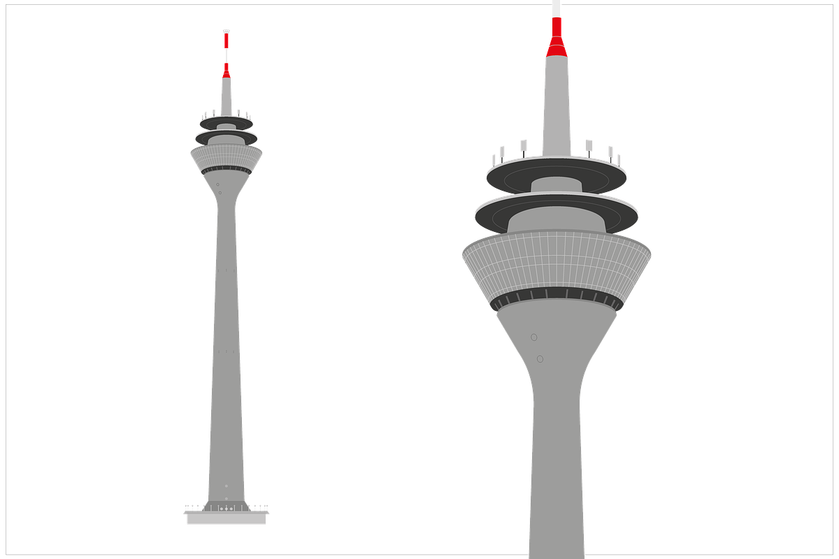 Rheinturm Düsseldorf, German, a Technology Illustration by misign