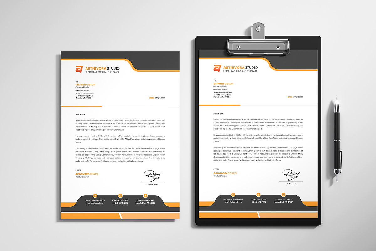 Letterhead on Metal Clipboard Mockup, an Advertising Mockup by Artnivora.Std (Photo 3 of 4)