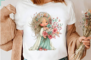 Boho Flower Girl Clipart Bundle, a Seasonal Illustration by CreationArt (Thumbnail 6 of 7)