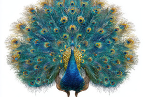 Majestic Peacock Displaying Vibrant, a Photo by Pixeness Studio