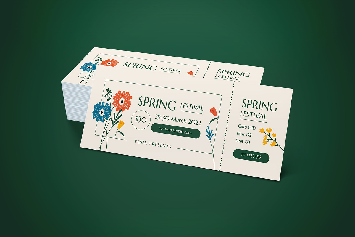 Ticket Spring Festival, a Card Template by graphicook (Photo 2 of 3)