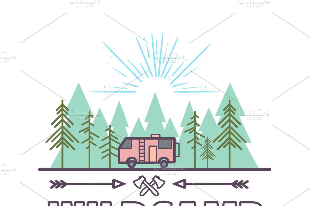 Outline Camping Labels + Elements, a Background Graphic by 2dvillShop (Photo 12 of 13)