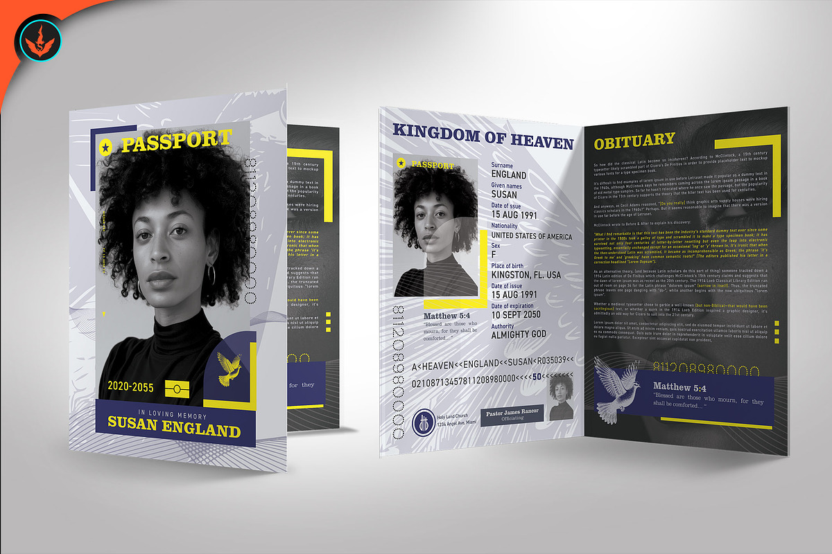 Modern Passport Funeral Program, a Brochure Template by SeraphimChris (Photo 6 of 7)
