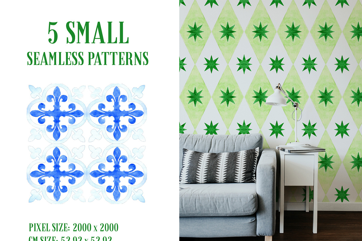 Spanish Hand-Painted Azulejo Tiles, a Pattern Graphic by La Caleya patterns (Photo 4 of 7)