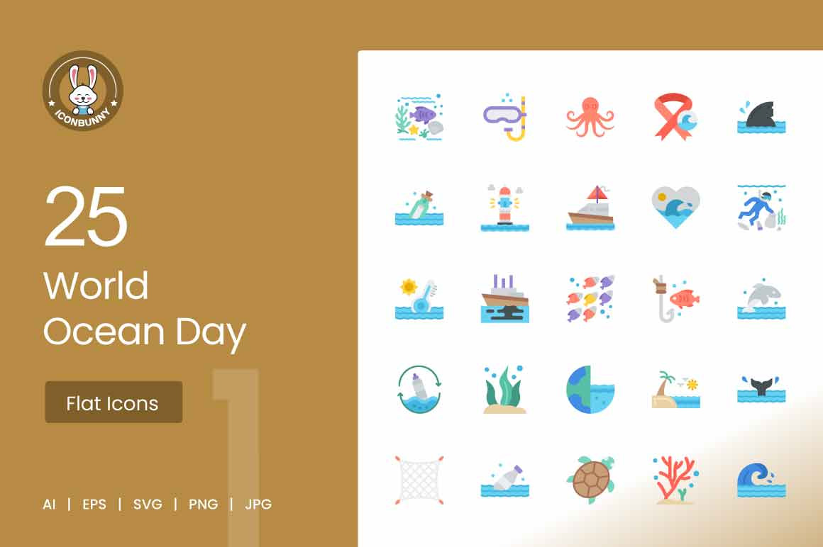 25 World Ocean Day Icons, an Icon by IconBunny