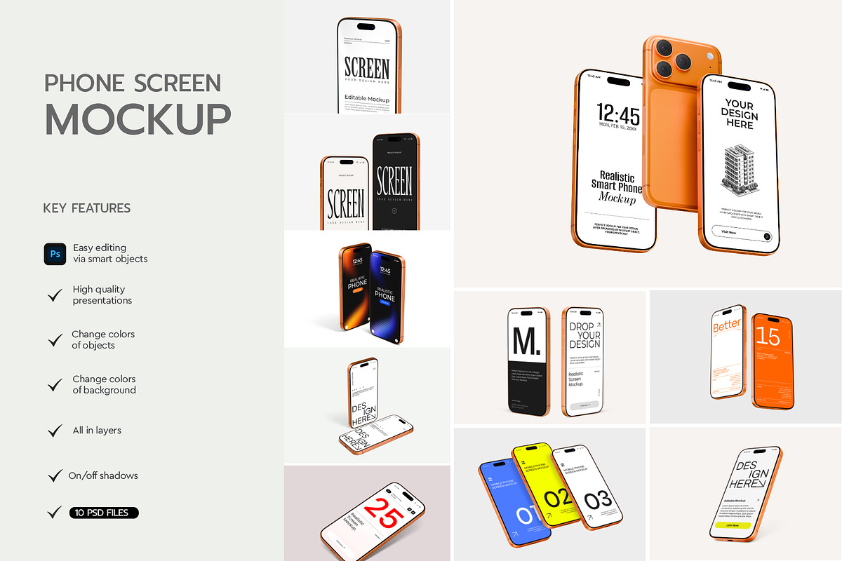 iPhone Screen Device Mockup Bundle, an iPhone Mockup by graphypix (Photo 2 of 14)