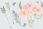 Watercolor skull bull, flowers, a Graphic by Natikka Art (Thumbnail 5 of 5)
