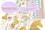 Magical Unicorns, Einhorn, Flat Gold, an Illustration by Mia's Graphic Design (Thumbnail 3 of 9)