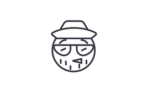 Hipster Emoji Concept Line Editable