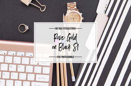 Rose Gold on Black Photo Bundle S1