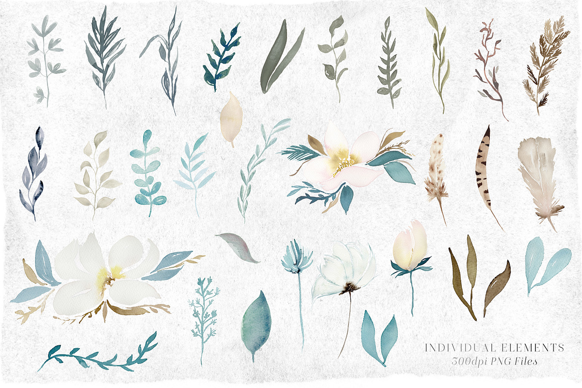 Winter Garden - Watercolor Clipart, an Illustration by The Autumn Rabbit Ltd (Photo 8 of 8)