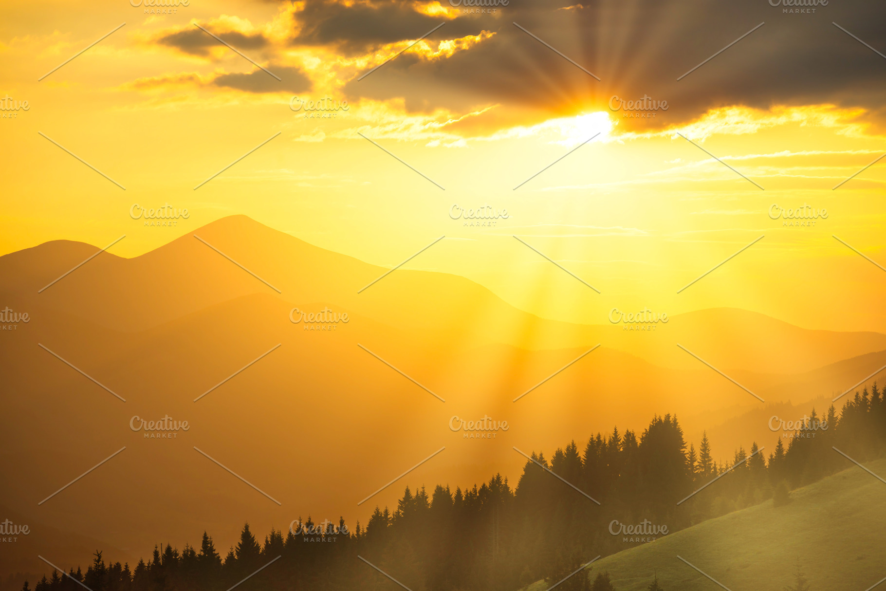 Beautiful sunset in the mountains, a Nature Photo by Vapi