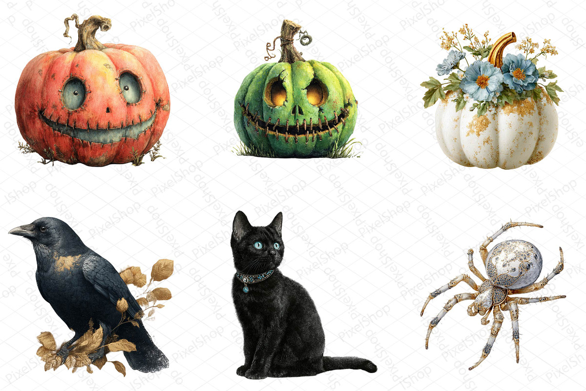 Elegant Halloween Clipart PNG, an Illustration by DreamPrint404 (Photo 5 of 5)