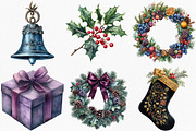 Watercolor Moody Christmas Clipart, an Illustration by Canvas Craft (Thumbnail 2 of 8)