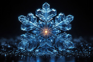 Unique crystal snowflake glistening, a Photo by Tanuart