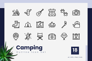 Camping Outline Icons, an Outline Icon by Zeer Graphic