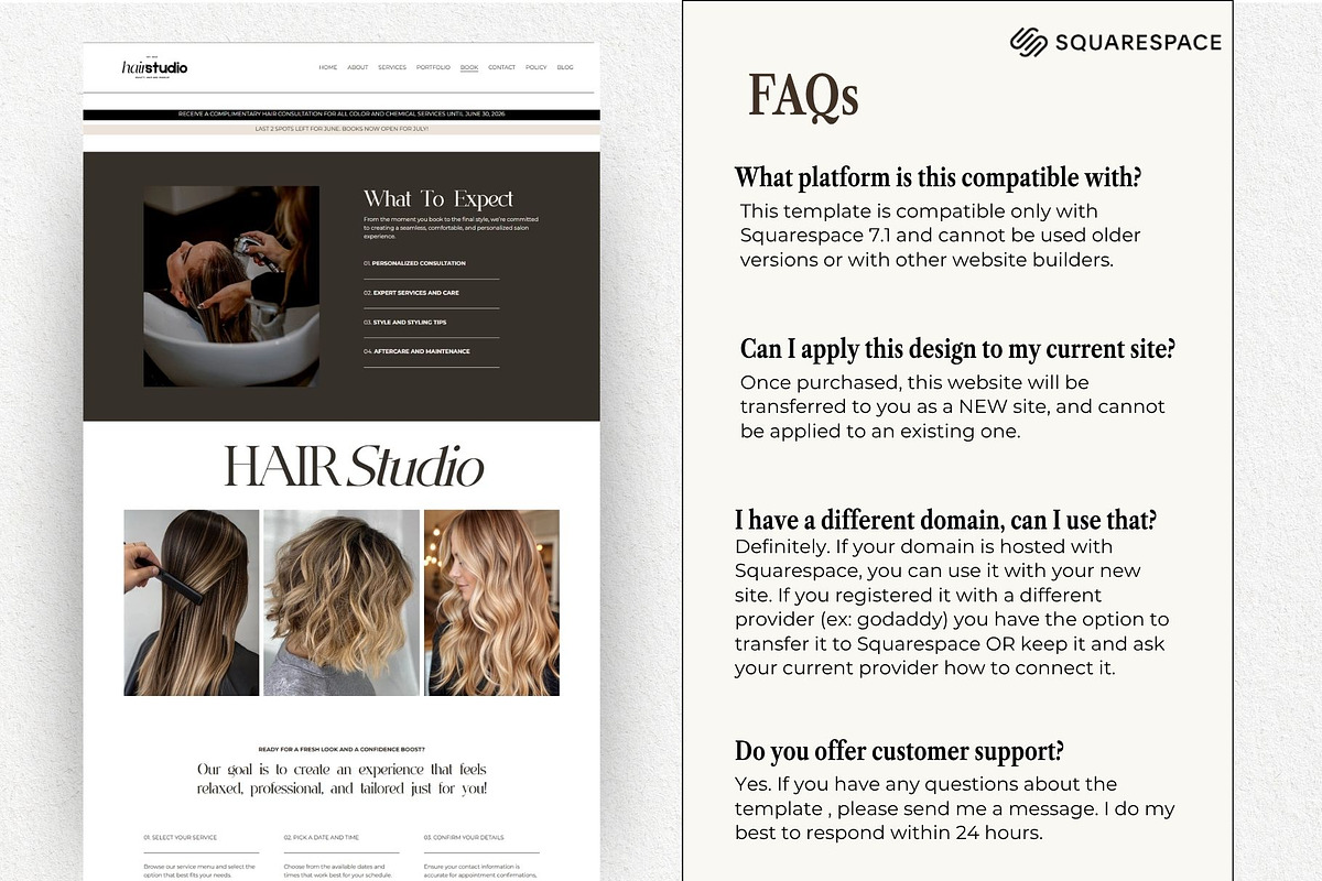 Modern Beauty Salon Booking Site, a Squarespace Template by HAYAG Creatives (Photo 7 of 7)