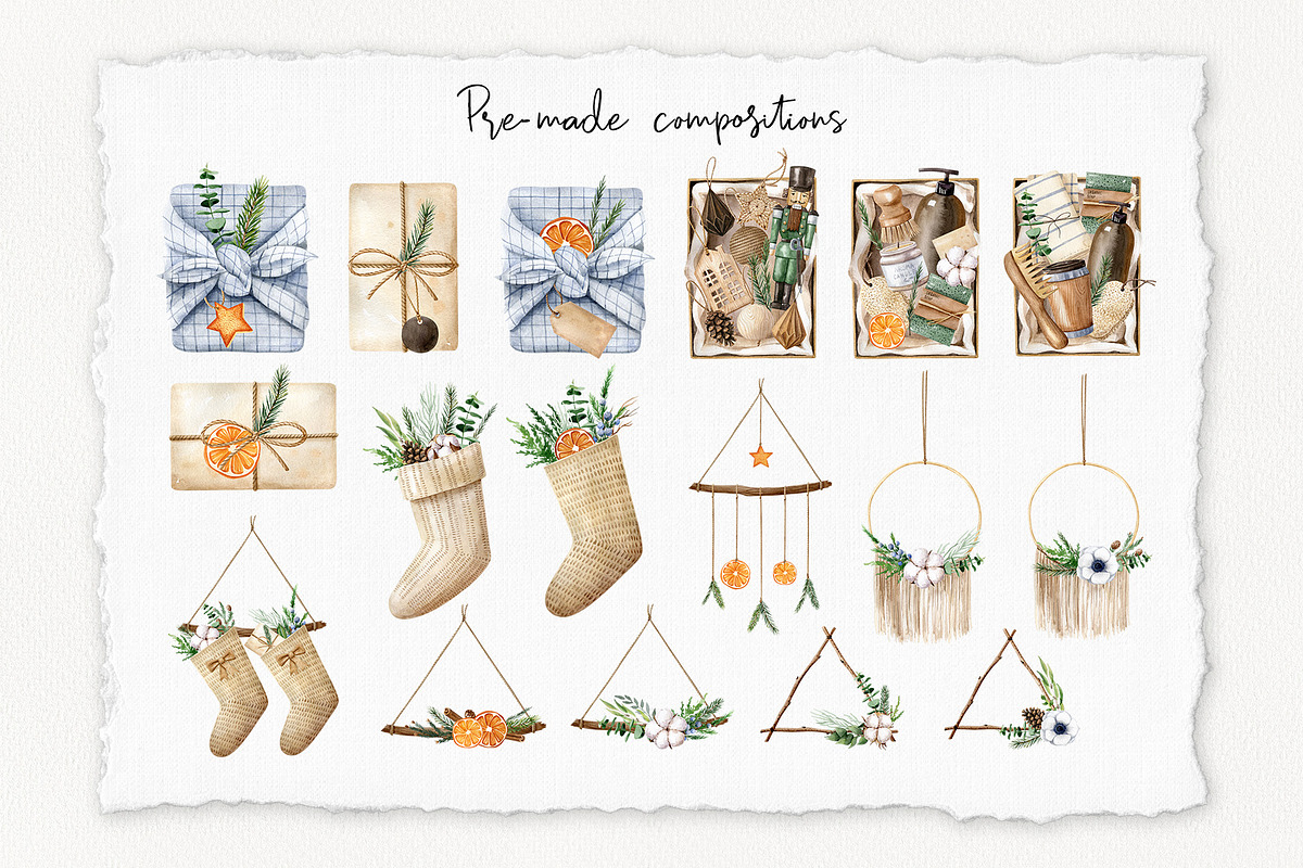 Zero Waste Christmas watercolor set, a Decorative Illustration by Natalia Fedorova (Photo 11 of 14)