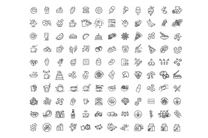 Food Vector Icons. Vegan Icons