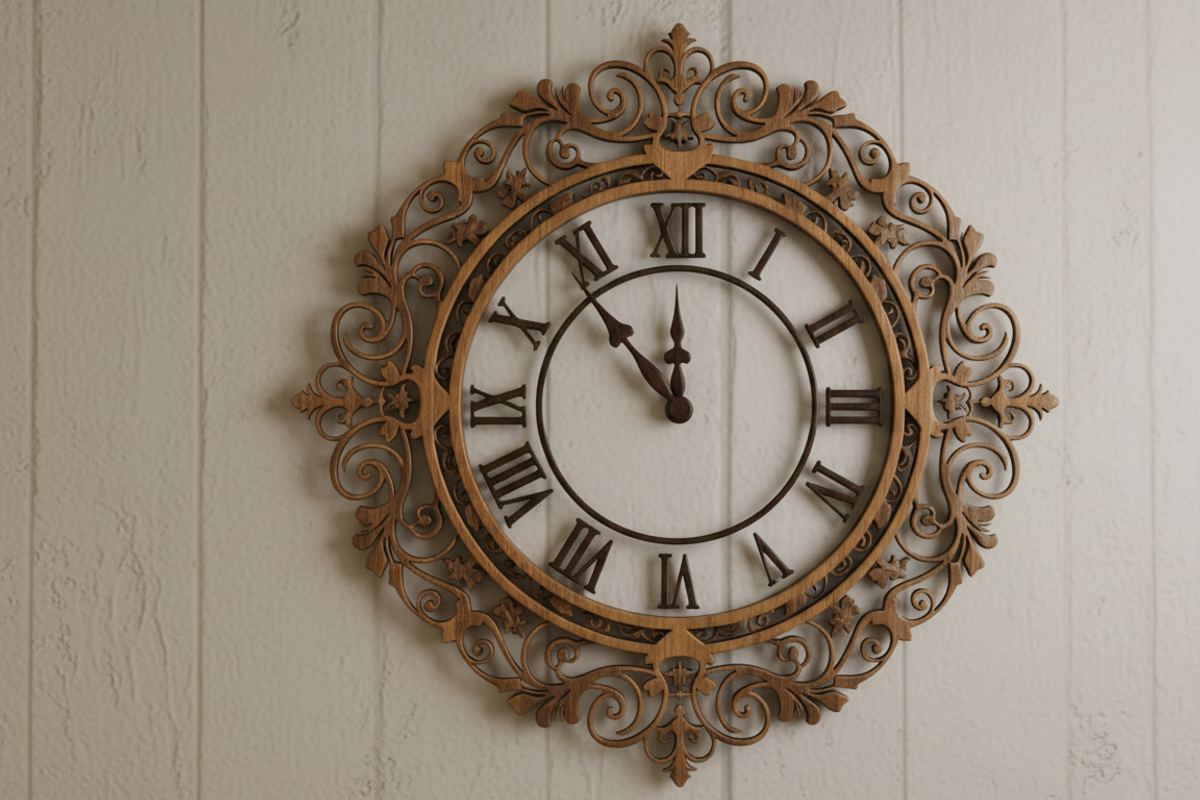 Ornamental Wall Clock Laser Cut, an Object Graphic by Amazin_art (Photo 3 of 3)