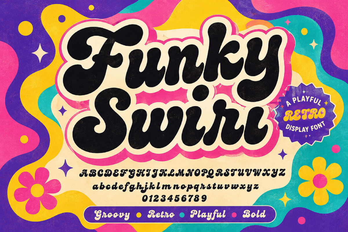 Funky Swirl, a Script Font by Wow Magic (Photo 1 of 5)