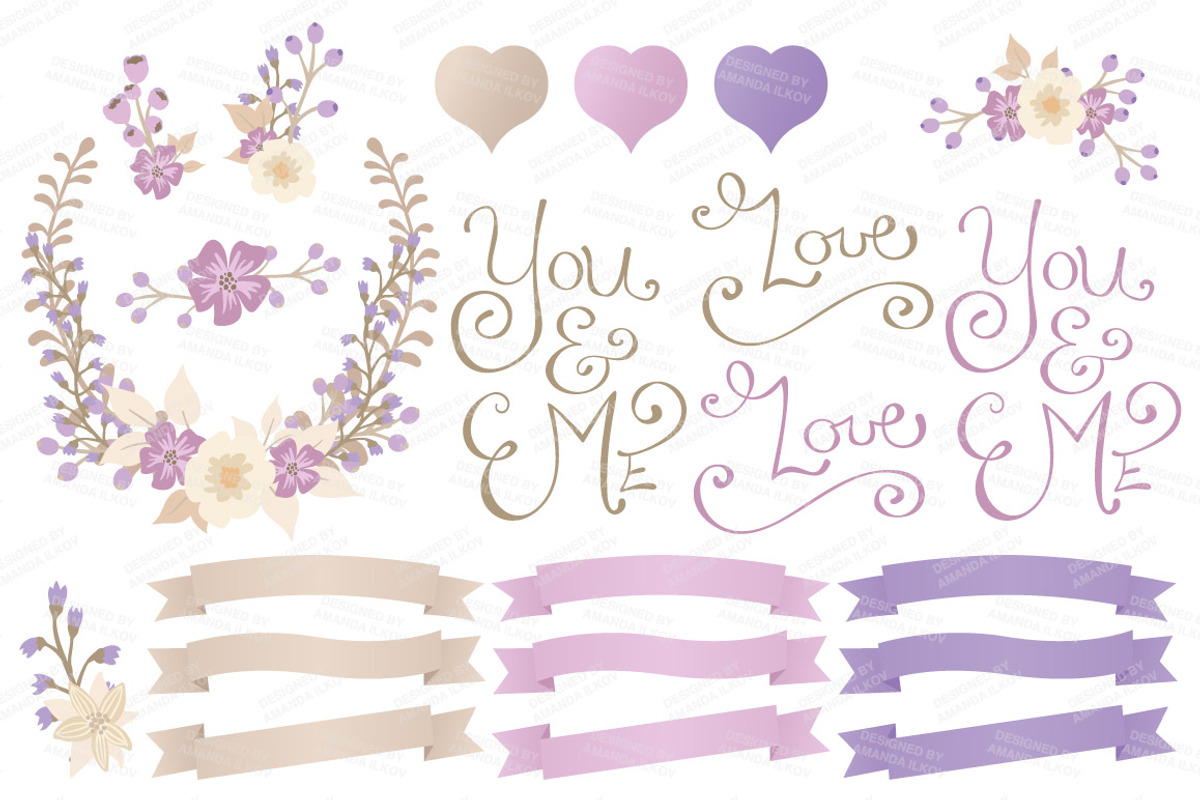 Lavender Floral Heart & Banner, an Illustration by Amanda Ilkov (Photo 4 of 4)