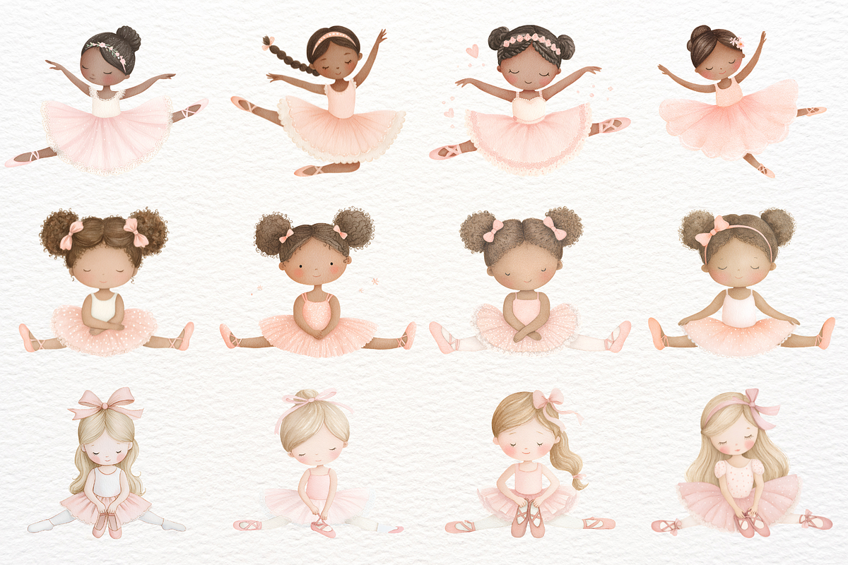Pink Ballet Clipart Baby Ballerina, a Person Illustration by SugarCloudStudioArt (Photo 8 of 9)