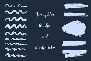 Wavy Blue Brushes And Strokes