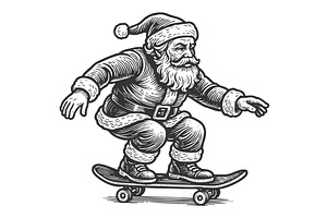 Santa Claus skateboarding vector, an Illustration by AlexArt