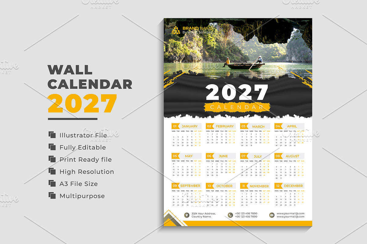 Wall Calendar 2027, a Stationery Template by pixelcreatx (Photo 4 of 5)