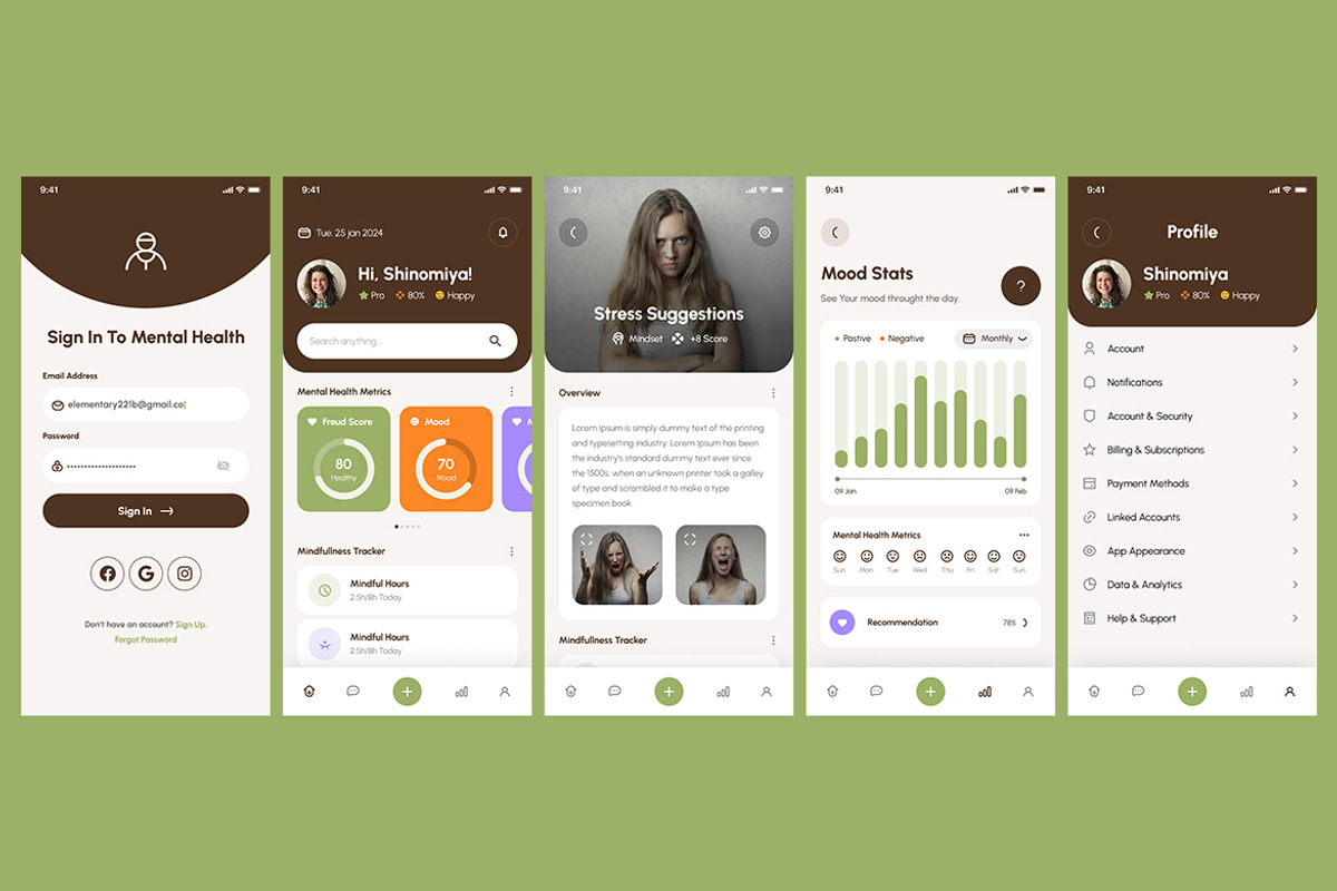 Mental, Health &Well-being App UI, an App Template by nagaredesignstudio (Photo 2 of 2)