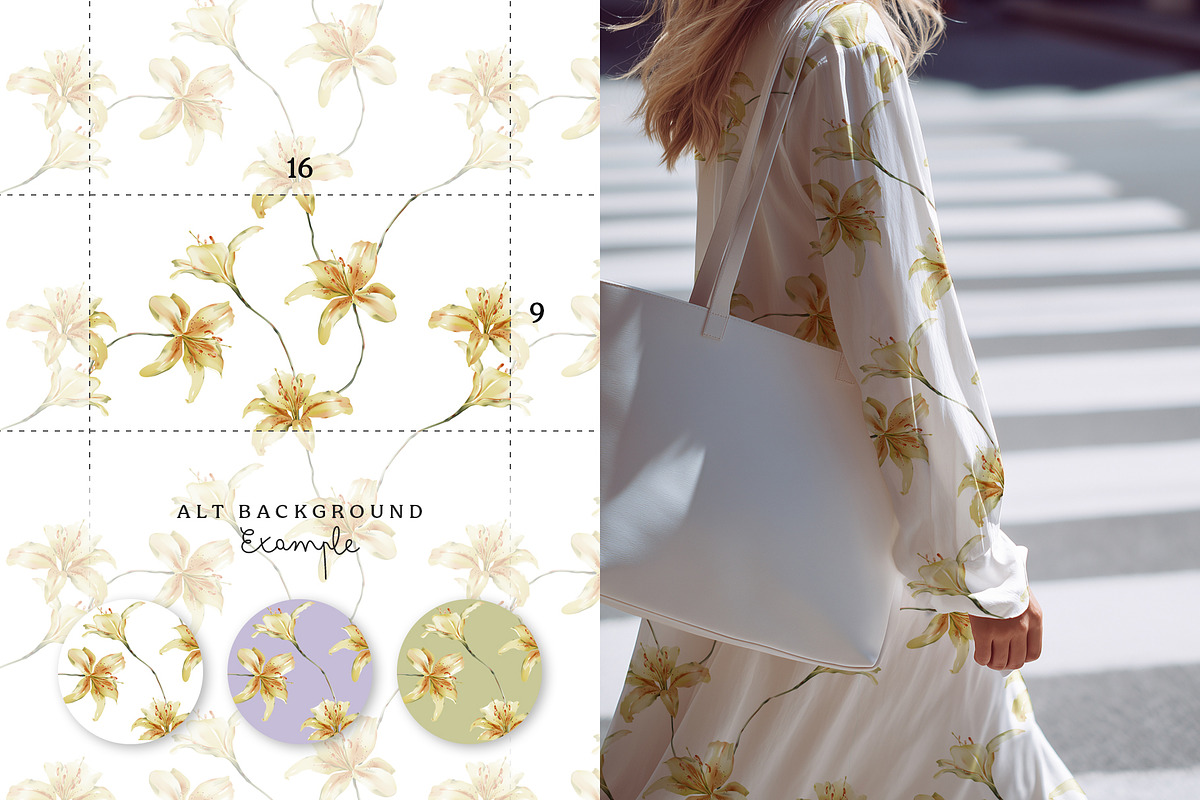Lily Seamless Pattern Set, a Pattern Graphic by Momosama Studio (Photo 3 of 5)