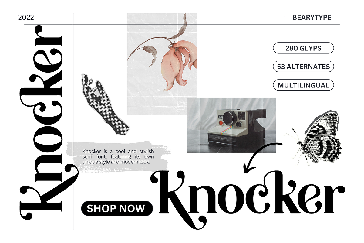 Knocker | Modern Serif with swash, a Serif Font by BearyType Studio (Photo 1 of 10)