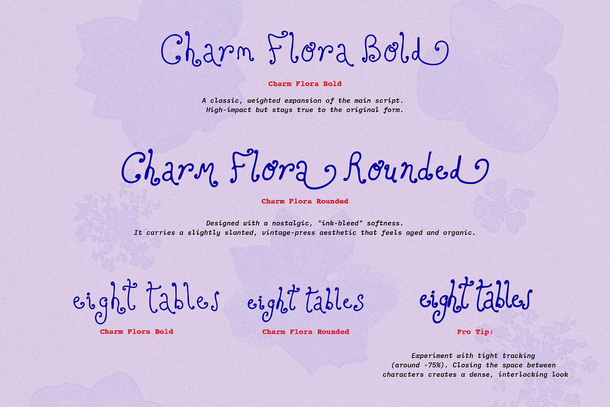 Charm Flora// Curly Font Set, a Handwritten Font by PeachCreme (Photo 11 of 18)