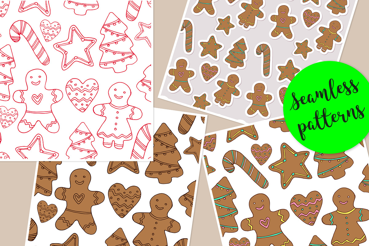Vector Christmas gingerbread cookies, a Decorative Illustration by OKart.studio (Photo 5 of 5)