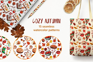 Cozy Autumn 15 seamless patterns