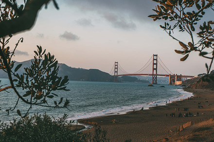 San francisco at sunset containing sunset, sunrise, and golden gate bridge
