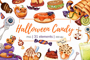 Cute Halloween candy Clipart PNG Se