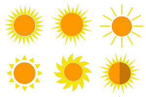 Sun 9 icons set vector illustrations