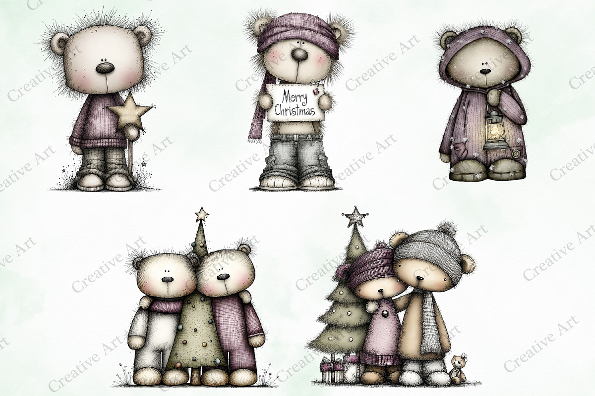 Whimsical Christmas Teddy Bear Clipa, an Illustration by Creative Art (Photo 7 of 11)