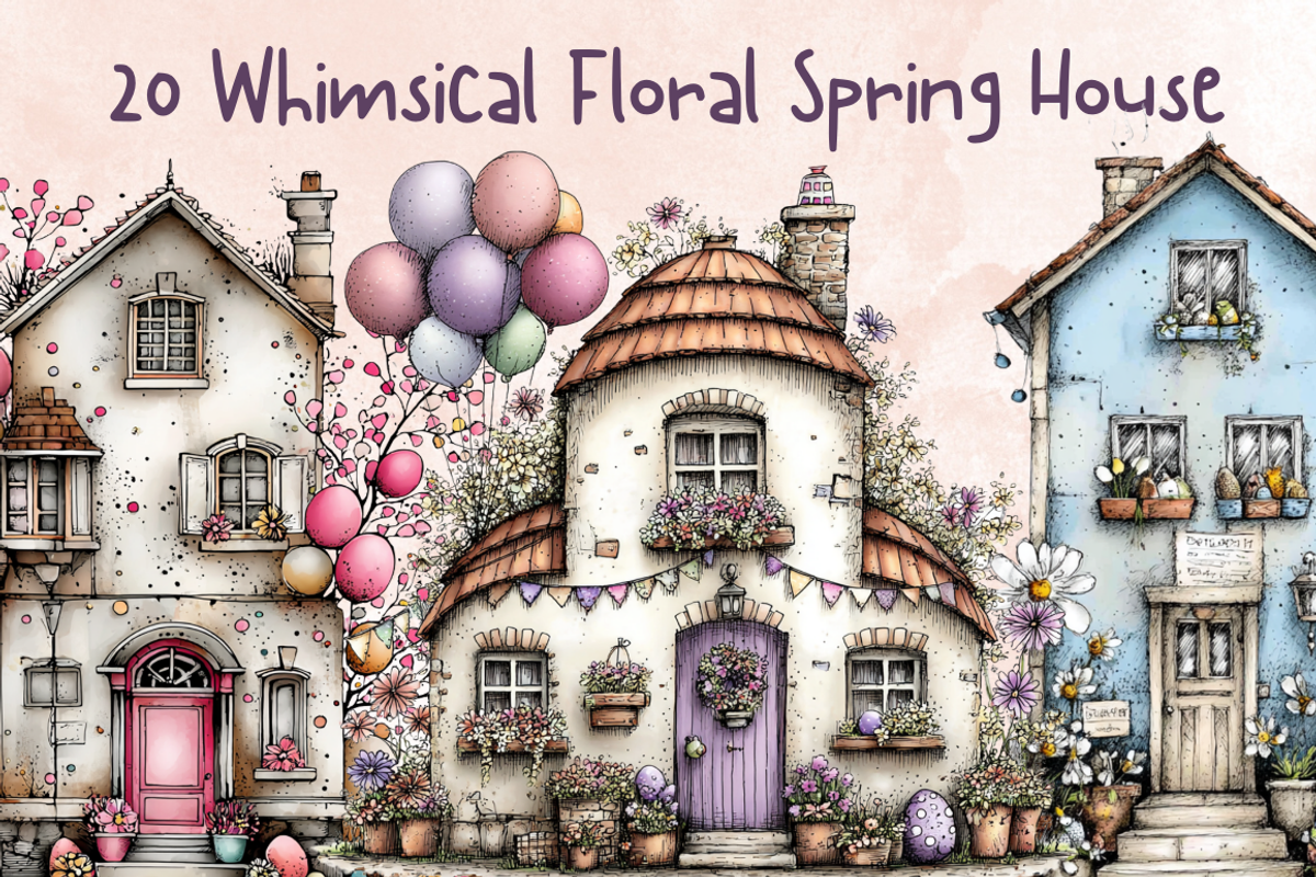 Whimsical Floral Spring House, a Seasonal Illustration by GiraffeCreative (Photo 1 of 20)