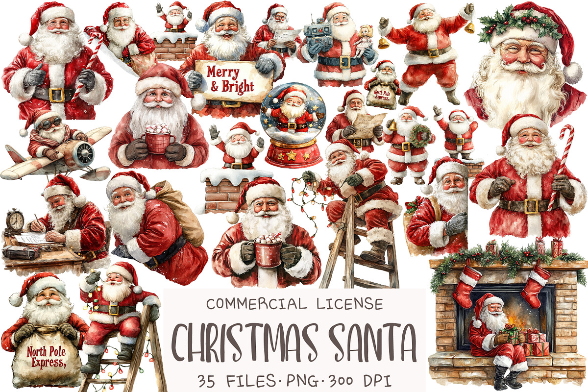Christmas Santa Claus Clipart, an Illustration by OK Design (Photo 1 of 5)