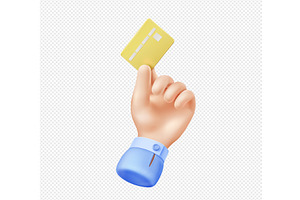 3d Render Hand Hold Gold Credit Card