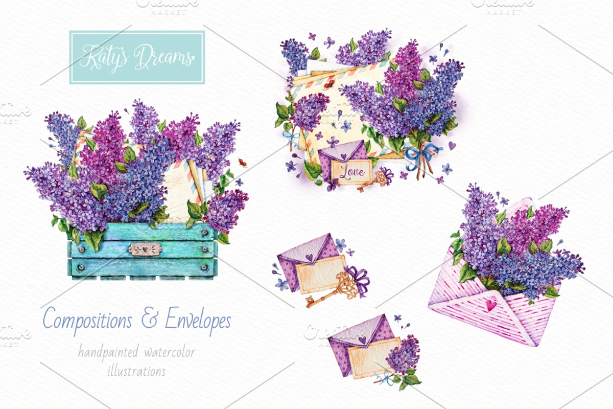 Lilac. Watercolor, a Decorative Illustration by Ekaterina Mikheeva (Photo 3 of 6)
