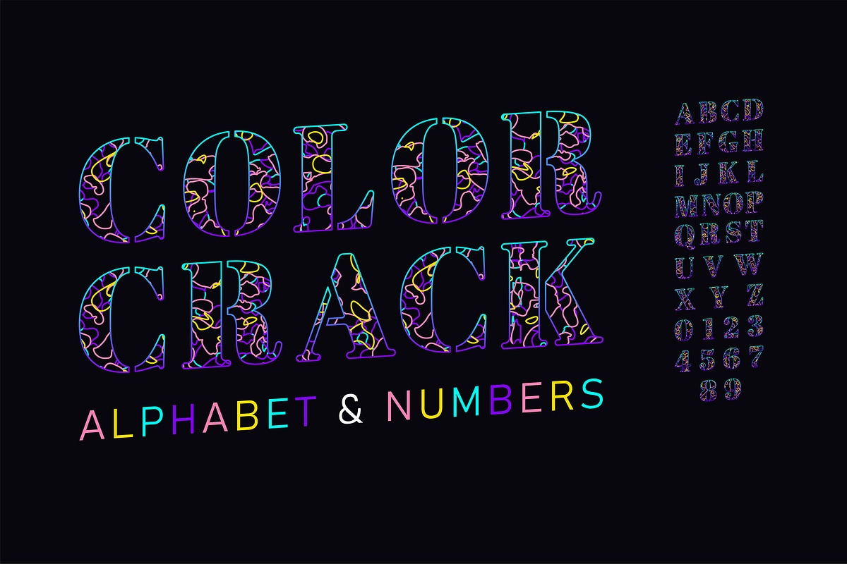 Cracked Colorful Font Set, a Graphic by Pro_Vector (Photo 1 of 4)