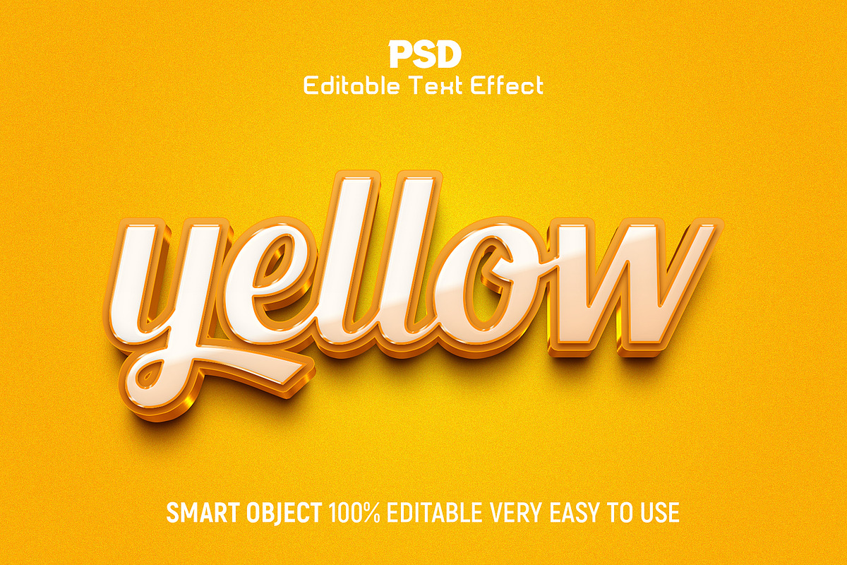 Yellow 3D Editable Text Effect style, a Layer Style Add-On by Design Fly