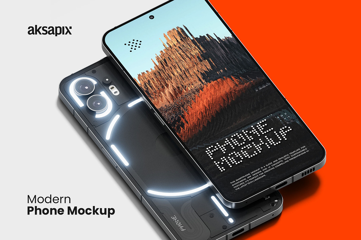 Nothing Phone – Modern Phone Mockup, an Android Mockup by Aksapix Studio (Photo 1 of 3)